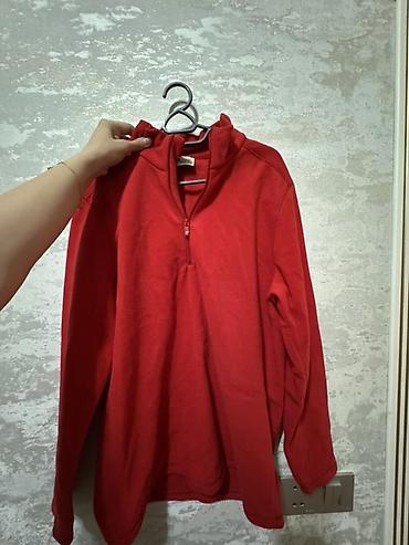 kişi plaşları: Qırmızı flis sviter – yarım-fermuarlı - Model: uzunqol, yarı-zip (1/2 — 1