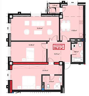 Продажа квартир: 3 комнаты, 107 м², Асанбай мкр Элитка, 2 этаж, ПСО (под самоотделку) — 2