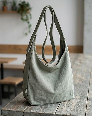 Platnena torba – maslinasto zelena, prostranog dizajna - Materijal