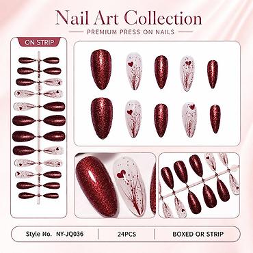 lakovane sandale: Set presovanih noktiju – Nail Art Collection, stil NY-JQ036 - Premium — 4