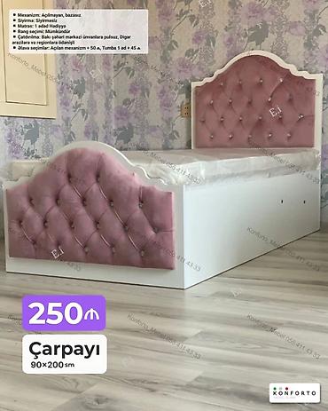 Ev və bağ: Çarpayı – 90×200 sm - Qabarıq kapitonajlı başlıq və ayaq ucu: yumşaq — 1