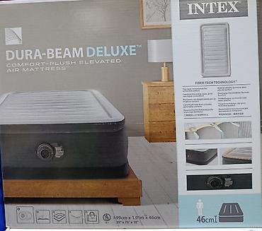 Надувная кровать Intex Dura-Beam Deluxe Comfort-Plush Elevated Air lalafo.kg да Надувная кровать Intex Dura-Beam Deluxe Comfort-Plush Elevated Air