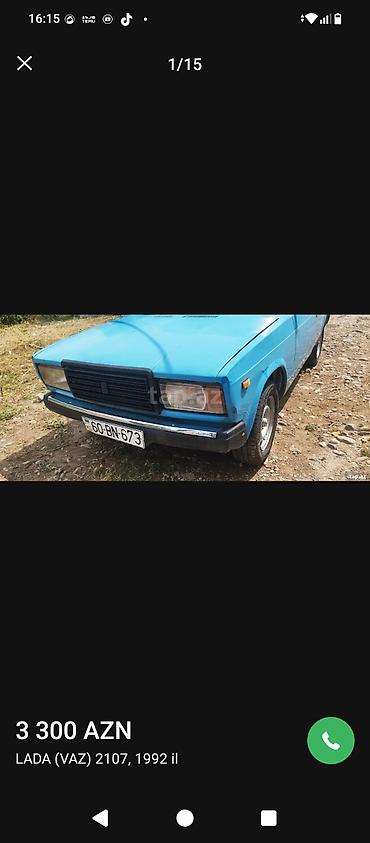 VAZ (LADA): LADA (VAZ) 2107 – 1992 il Qiymət: 3 300 AZN - Kuzov: sedan, mavi — 1
