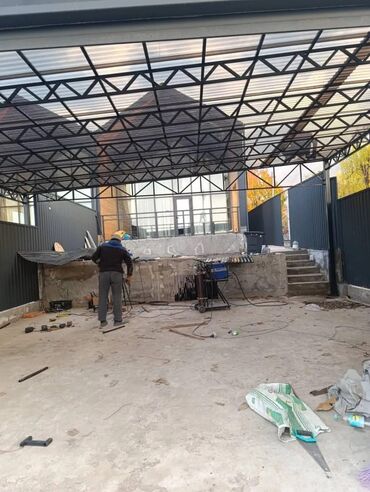 Сварка: Навес из поликарбоната с металлическим каркасом. Подходит для создания — 26