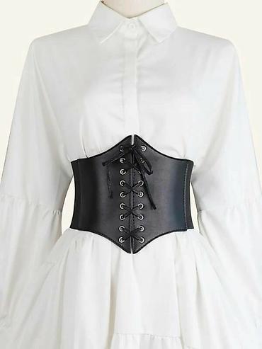 Ремни и пояса: Корсет-пояс под грудь (underbust), черный. - Материал: эко-кожа — 1