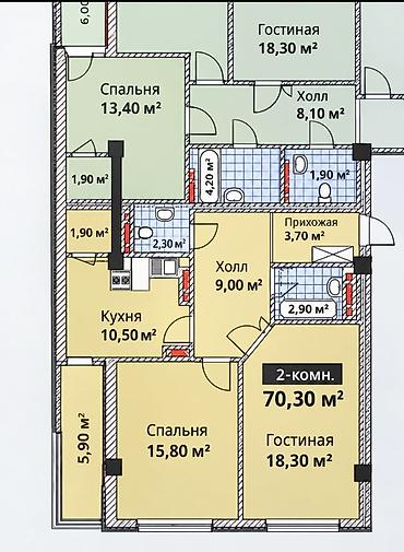 Новостройки от застройщика: Строится, 2 комнаты, 70 м² — 10