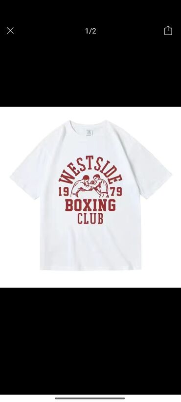 черная мужская футболка без рисунка: Футболка с принтом “WESTSIDE BOXING CLUB 1979”. - Цвет: белый -