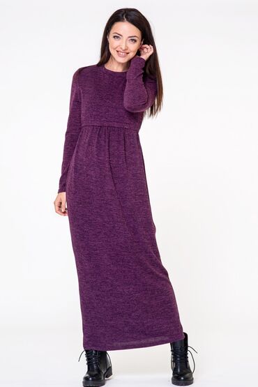 фиолетовое платье: Повседневное платье, Осень-весна, Длинная модель, Оверсайз, M (EU 38), L (EU 40), XL (EU 42)