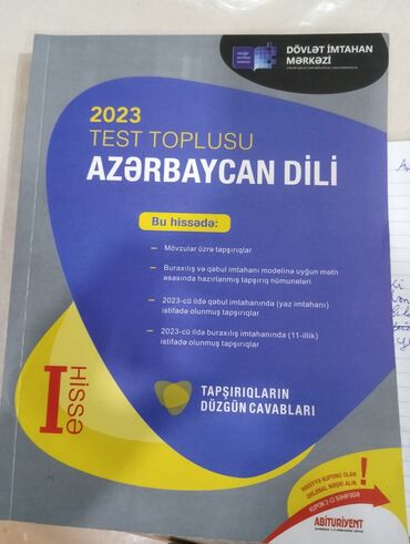 kitab alisi: Azərbaycan dili test toplusu 1 çi hissə satılır heç işlənməyib 2 ay