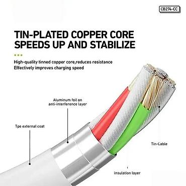 Kablovi za telefone: BAVIN USB-C na USB-C kabl 60W – Model CB274 - Snaga: do 60W, podržava — 6