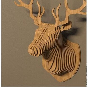 Другой домашний декор: Трофейная голова оленя из фанеры толщиной 4 или 5 мм. Покрашен