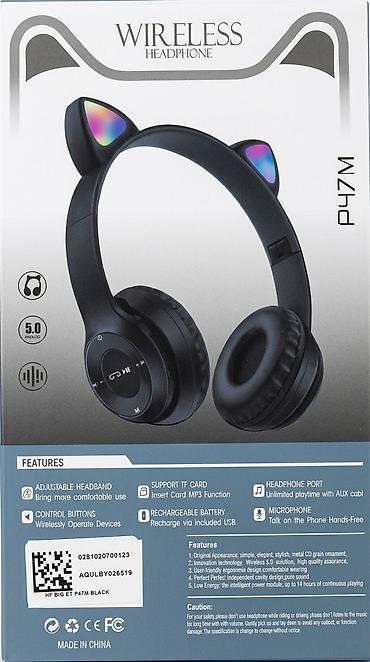 qara pp: Məhsul: Cat Ear Wireless Headphone – P47M (RGB işıqlar) — 2