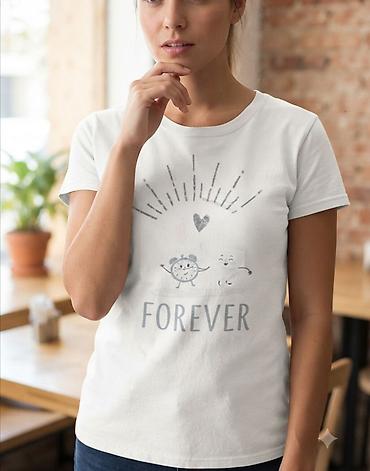 Ženska majica kratkih rukava sa printom “FOREVER”. - Boja: bela -