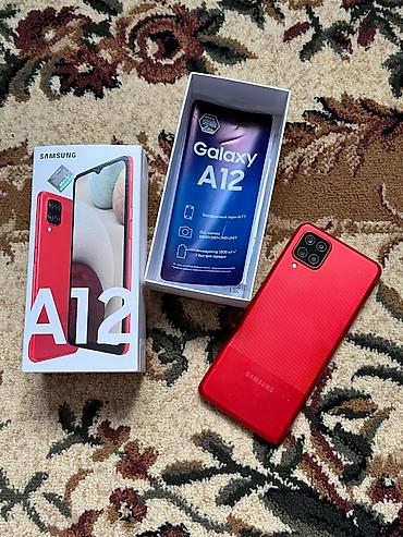 samsung 19: Samsung Galaxy A12, 32 GB, rəng - Qırmızı, Barmaq izi — 1
