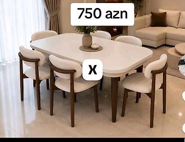 - Yemək otağı dəsti: 1 masa + 6 stul - Stil: müasir, skandinav dizayn lalafo.az -da - Yemək otağı dəsti: 1 masa + 6 stul - Stil: müasir, skandinav dizayn