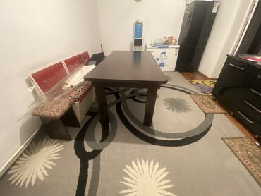 кухонные стол стул: Кухонный Стол, цвет - Черный, Б/у
