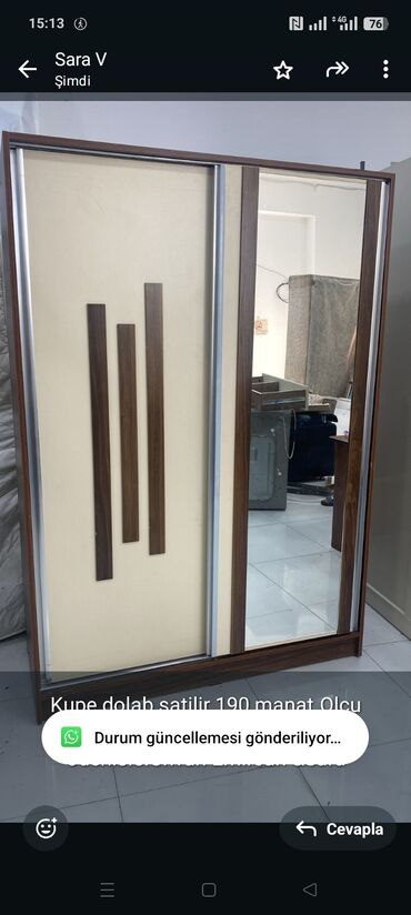 Masa və oturacaq dəstləri: Kupe dolab satilir 190 manat.Olcu 2×140.Catdirilma qurasdirilma