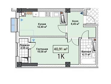 Продажа квартир: 1 комната, 41 м², Тунгуч мкр Элитка, 9 этаж, ПСО (под самоотделку) — 2