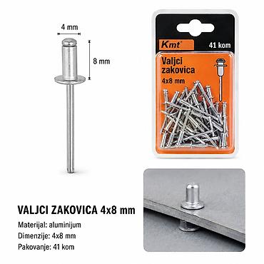 KMT Slepe zakovice 4×8 mm – aluminijum - Tip: slepe (pop) zakovice