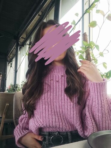 детские вязаные пинетки: Qalın toxunuşlu, açıq-bənövşəyi (lavanda) rəngdə trikotaj sviter. -