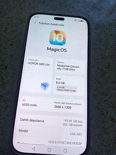 honor magic6 lite 5g: Honor 256 GB, rəng - Boz, Kredit — 3