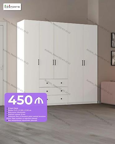 5 qapılı geyim dolabı - Ölçülər: D 47 × H 200 × E 200 sm - Material