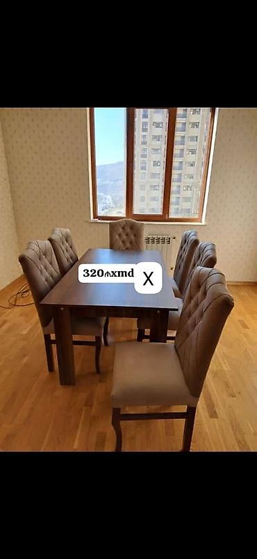 Yemək otağı üçün masa və 6 ədəd stul dəsti. - Masa: taxta (tünd lalafo.az -da Yemək otağı üçün masa və 6 ədəd stul dəsti. - Masa: taxta (tünd