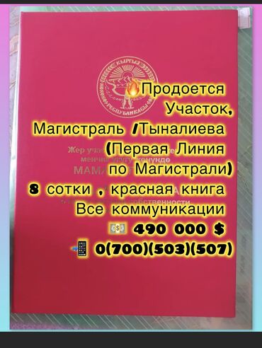 жал участок: 8 соток, Бизнес үчүн, Кызыл китеп, Техпаспорт, Сатып алуу-сатуу келишими