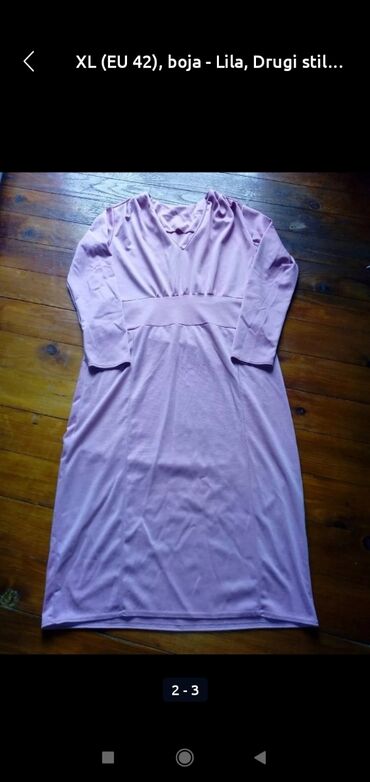 duge haljine od satena: Dali XL (EU 42), color - Lilac color, Dresses other type, Long sleeves