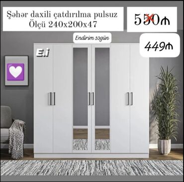 Dolablar: Açılan, 6 qapı Düz dolab, Qarderob, paltar dolabı — 7