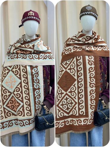 Шарфы, палантины: Кашемир с этно-орнаментам - Большой теплый палантин/шарф с — 7