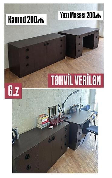 Ofis mebeli: Ofis mebelləri dəsti – kamod və yazı masası - Rəng: tünd qəhvəyi — 1