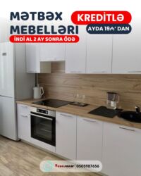 Sifarişlə mətbəx mebeli: Sifarişlə mətbəx dəsti, Özü çəkən petlələr, Mat laminat, Kredit var, Rayonlara çatdırılma, Pulsuz çatdırılma — 14