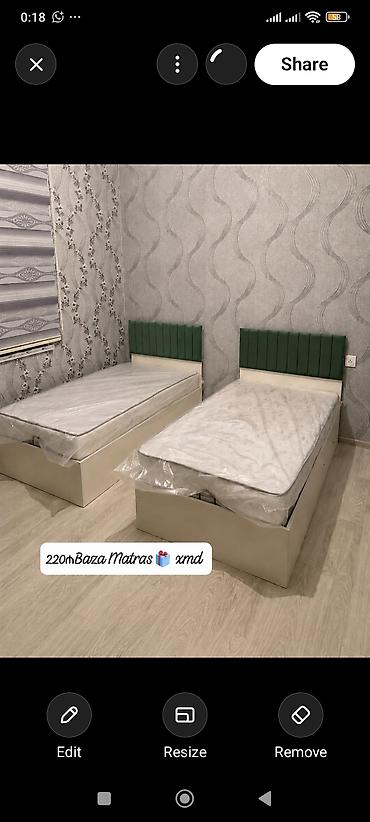Ev və bağ: Baza+matras dəsti – tək nəfərlik - Ölçü: təxmini 90x190 sm (vizual — 1