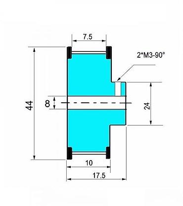 sundjeri cena: Aluminijumska GT2 remenica – 60 zuba, širina remena 8 mm Tehničke — 1