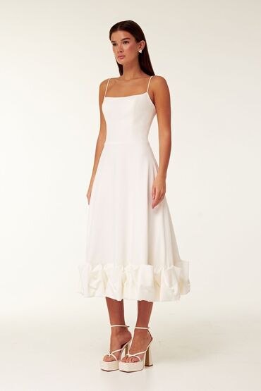 платье с вырезом: Вечернее платье, Пышное, Длинная модель, Атлас, Без рукавов, XS (EU 34), S (EU 36)