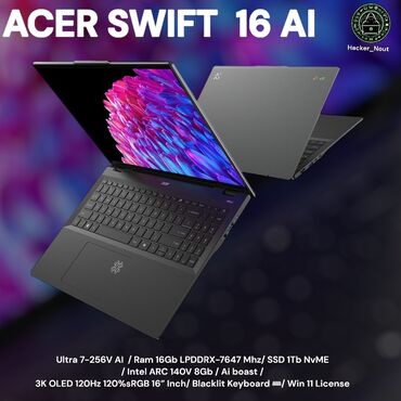 Ноутбуки: Ультрабук, Acer, 16 ГБ ОЗУ, 16 ", Новый, Для несложных задач, память SSD