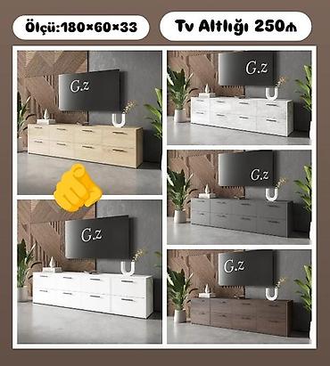 işlənmiş laminat: TV altlığı – 180×60×33 sm - Model: geniş saxlama qutulu, 3 bölmə — 1