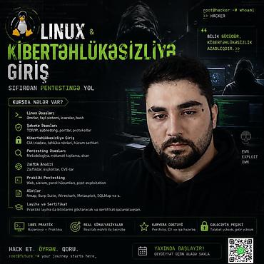 Обучение, курсы: **0-dan Linux və Kibertəhlükəsizlik Kursu** Linux və — 1