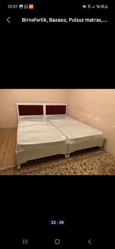 Çarpayılar: Təknəfərlik çarpayı, Bazasız, Matras ilə, Siyirməli — 7