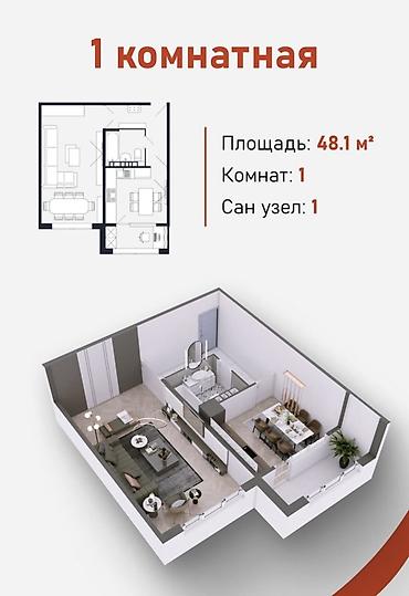 1 комната, 48 м², 108 серия, 5 этаж, ПСО (под самоотделку)