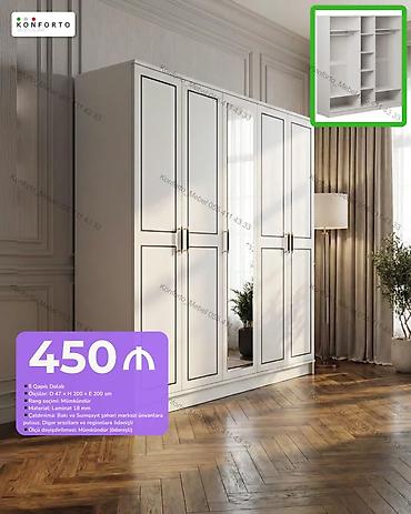 Düz dolab, Yataq otağı üçün, Paltar üçün, Açılan, Korpuslu, 5 qapı