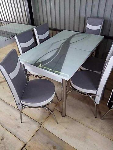 Setovi stolova i stolica: Trpezarijski set – sto sa staklenom pločom i 6 stolica - Dizajn — 15