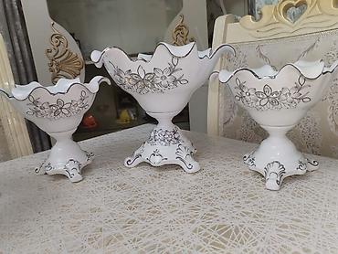 meyvəqabı: 3 hissəli dekorativ meyvəqabı dəsti - Material: keramika/porcelan — 3