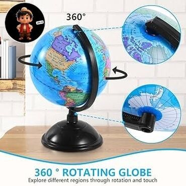 ad balu: Tədris üçün Dünya Qlobusu – 360° fırlanan - 10.6 düym ölçülü tədris
