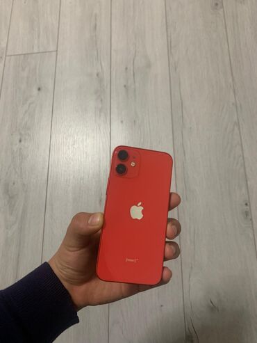 сотовые телефоны айфон: IPhone 12 mini, Б/у, 64 ГБ, Красный, Чехол, Коробка, 80 %