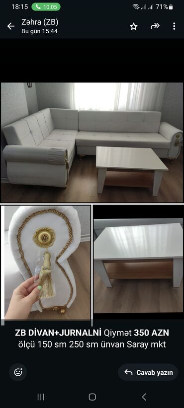 Словари: *ZB* *DİVAN+JURNALNİ* Qiymət *350 AZN* ölçü 150 sm 250 sm ünvan Saray