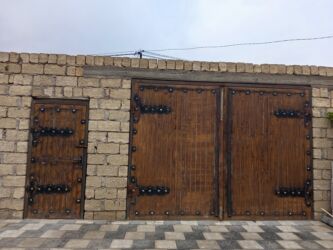 Həyət darvazaları: İşlənmiş Dəmir Həyət darvazası, Yana açılan, 3 m, Mexaniki, Qapı ilə, rəng - Qəhvəyi — 9