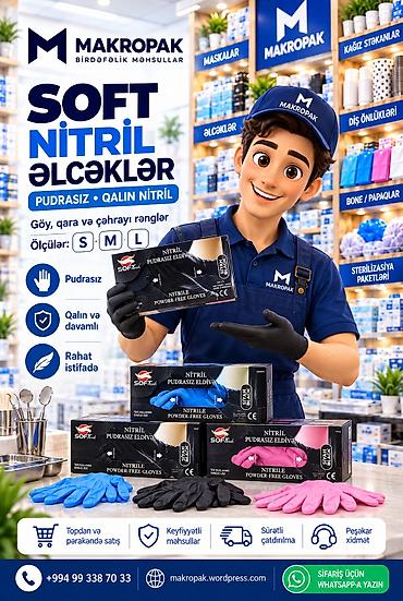 qapcı əlcəyi: 🧤 SOFT NİTRİL ƏLCƏKLƏR — Rahatlıq və etibarlı seçim! 💙 Gündəlik — 1
