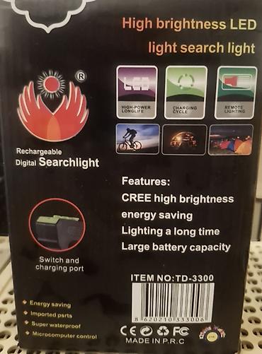 gence qab: TD Rechargeable Digital Searchlight – TD-3300, 100W Xüsusiyyətlər: - — 2